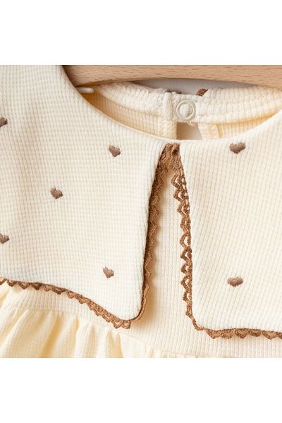 İnci Incibaby 100% Cotton Heart Embroidered Jumpsuit & Bandana Set