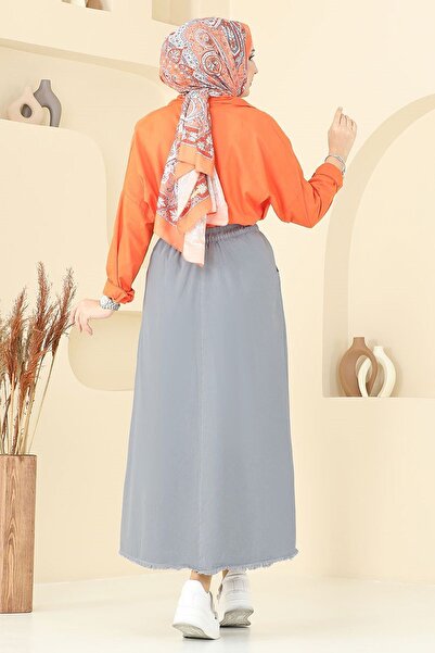 katalya Fusta Gri Gabardina - 110PGS1067 cu Număr Model