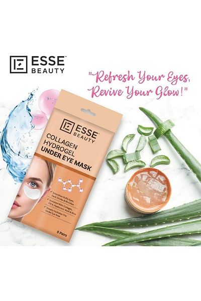 ESSENTIALZ Esse Beauty Collagen Hydrogel Under Eye Mask - Collagen, Cica, Hyaluronic Acid & Aloe Vera, 5 Pairs