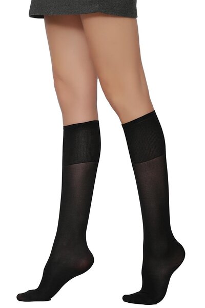 Daymod Комфортни еластични, нестягащи чорапи под коляното, черни