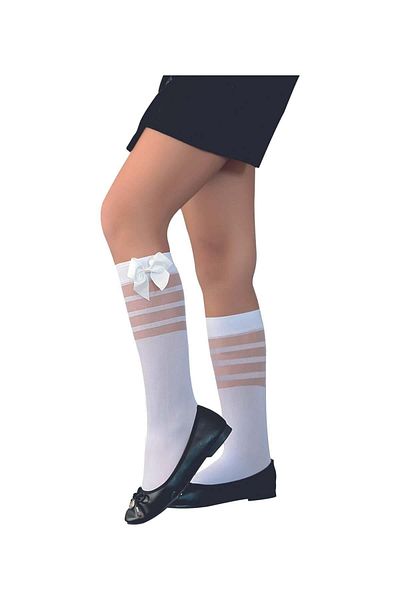 Daymod STRIPED CHILDREN'S KNEE BOTTOM SOCKS WHITE