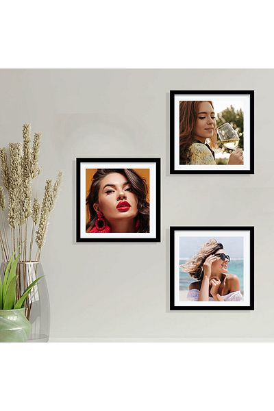 HEDİYECRAFT Wall Sticking Plug-In Frame Set of 3 21X21 cm