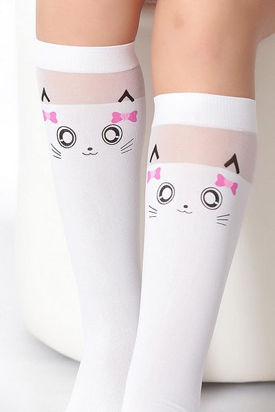 Daymod Cotton Kids Knee Socks White