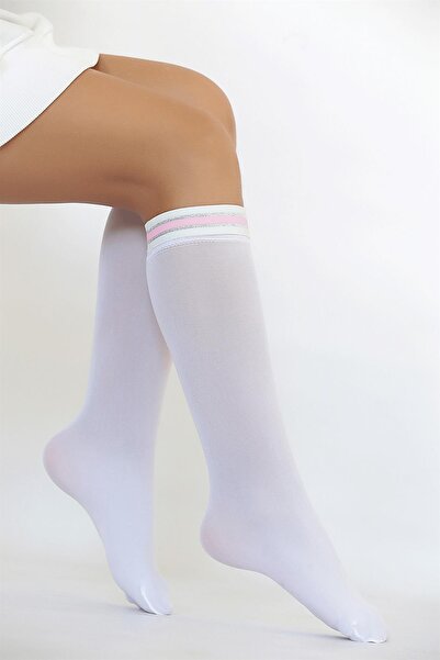 Daymod Бели сребърни детски чорапи до коляното