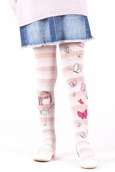 Daymod Floral Children's Pantyhose White