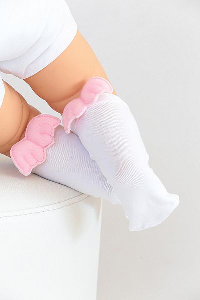 Daymod ANGEL BABY KNEE BOTTOM SOCKS WHITE-PINK