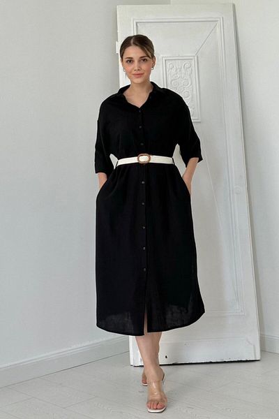 modaserdem Black Belted Dress