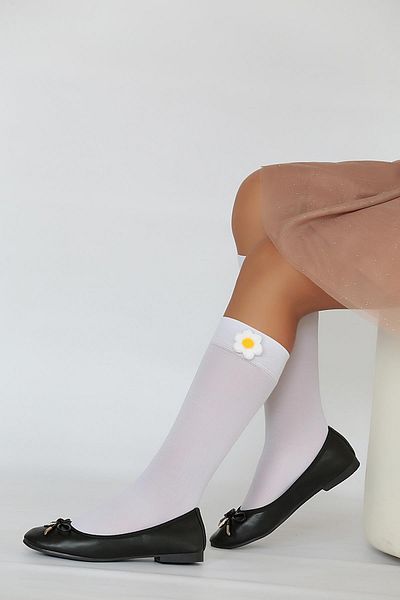 Daymod Λευκές Παιδικές Κάλτσες Γόνατου Daisy Model