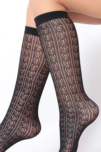 Daymod Orietta Mesh Lace Children's Knee Socks Black