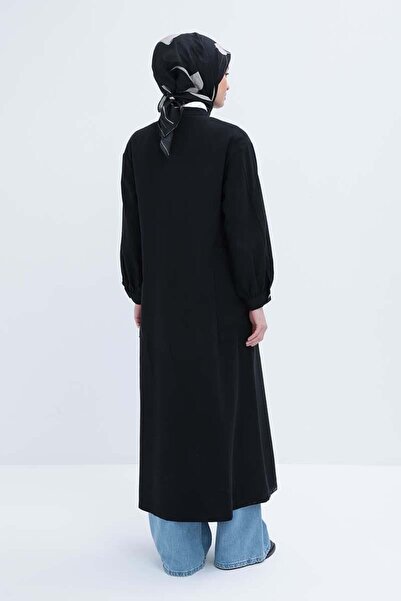 ALLDAY Siyah-Hakim Yaka Büyük Cepli Ferace