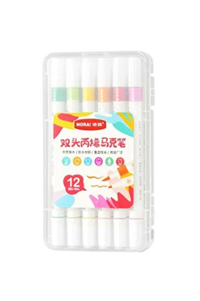 Nora Çift Uçlu Akrilik Işaretleyici Kalem 12 Renk