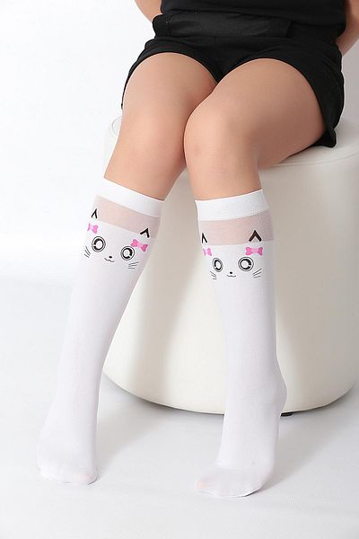 Daymod Cotton Kids Knee Socks White