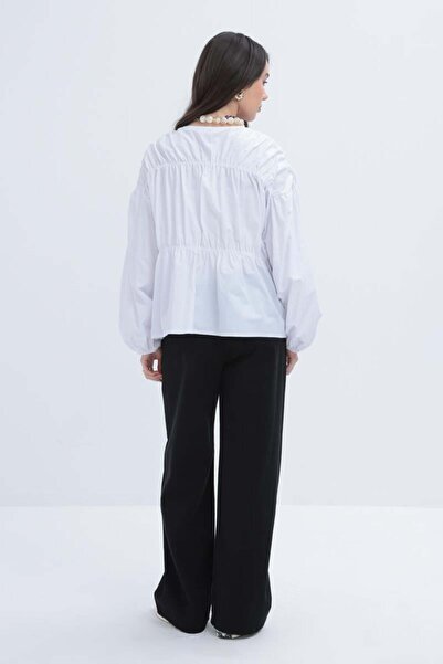 ALLDAY White Gathered Buttoned Shirt