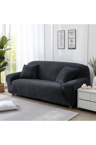 Choice 3seat( 190-230cm) Black Velvet Sofa Cover Thick Elastic 1/2/3/4 Seater Sofa Cover for Living Room Ve