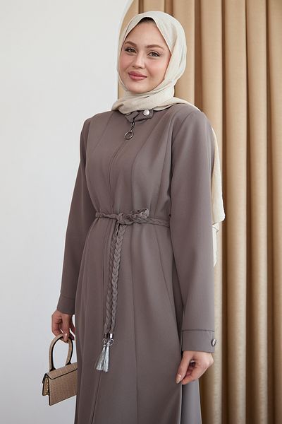 InStyle Sivya Collar Button Girdle Knitted Mink Ferace