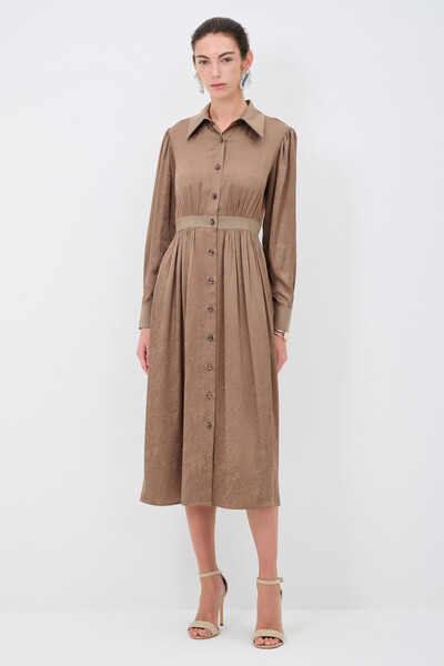 adL Büzgü Detaylı Gömlek Elbise