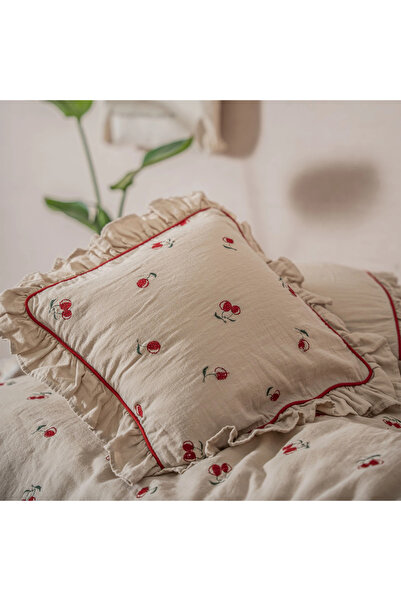 Ecocotton Fidelya Baby Bedding Set - 100% Organic Cotton, Muslin Embroidered, Beige, 100x150 Cm