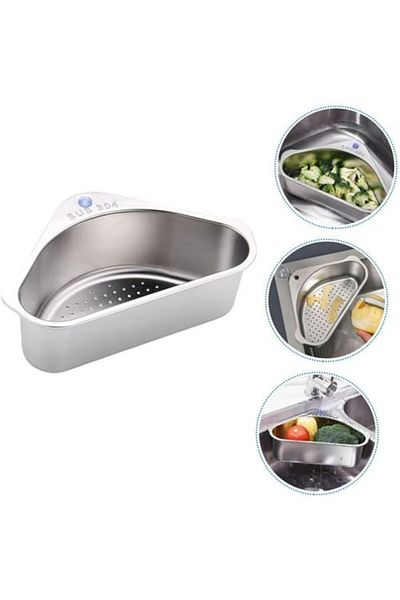 Ladesmedya Modacar Inox Sink Corner Strainer Organizer 304 Stainless Steel