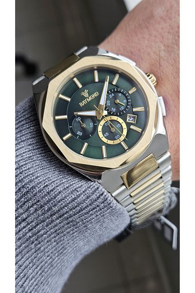 Raymond Rym-81654 Raymond Men's Wristwatch - Stainless Steel Case and Band - 2 Years Warranty