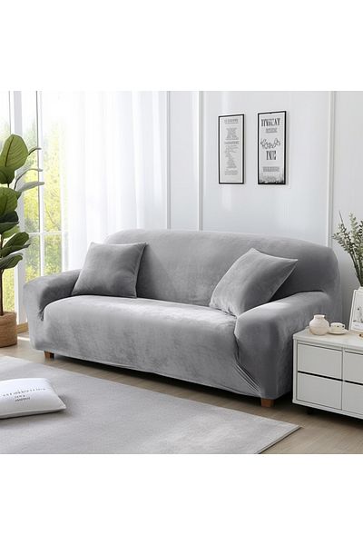 Choice 2seat (145-185cm) Sliver Grey Velvet Sofa Cover Thick Elastic 1/2/3/4 Seater Sofa Cover for Living R