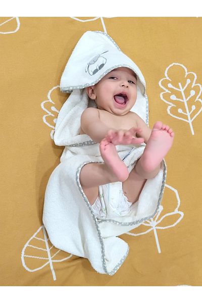 Alpar Tekstil Cotton 0-5 Years Old Girl-Karalist Baby Bath Towel 100X100 cm Outlet Product / Lamb