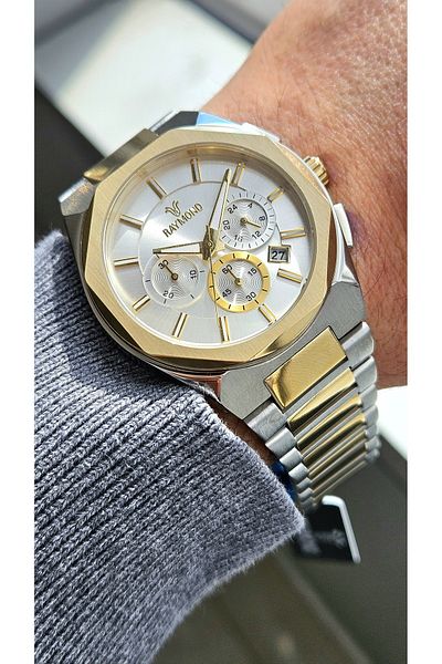 Raymond Rym-81654 Raymond Men's Wristwatch - Stainless Steel Case and Band - 2 Years Warranty