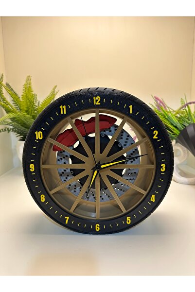 Butik 3d Baskı Araba Jantı Tasarımlı Masa ve Duvar Saati - Dekoratif Saat