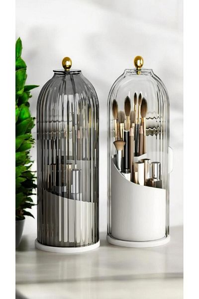 Bayev 360 Rotatable Brush Stand with Cover - Cosmetic Makeup Organizer and Lipstick Stand