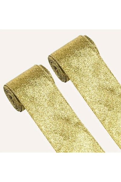 ŞENEL DAR DOKUMA 3.5cm gold glitter woven elastic-waist hem flat elastic- elastic band / 10m