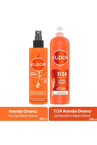 Elidor Liquid Hair Care Cream Instant Repair 200 ml X1 + 7/24 Savior Care Cream 240 ml X1