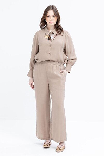 ALLDAY Mink-Slit Detailed Large Size Modal Trousers Suit