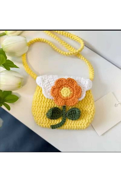 Kadın Girişimciler Atölyesi Papatya Model Handmade 100% Cotton Magnetic Children's Bag