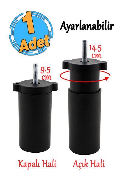 Badem10 Mobilier ascuns reglabil Canapea Baza Fotoliu M8 Șuruburi Șuruburi Suport mijlociu Picior picior negru 9,5 cm