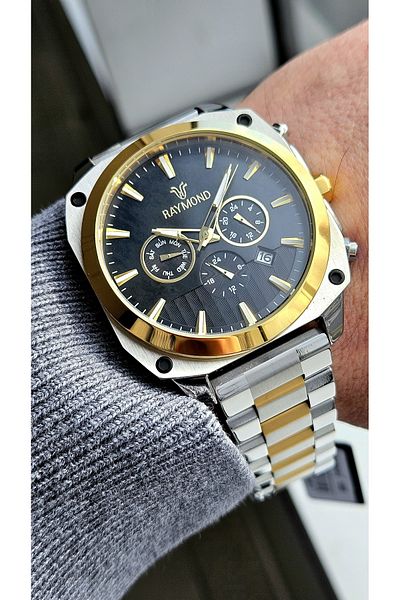 Raymond Rym-81002 Raymond Men's Wristwatch - Stainless Steel Case and Band - 2 Years Warranty