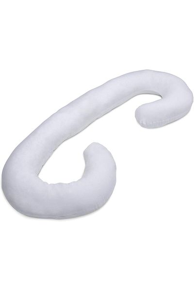 COOYA C-Shape Maternity Pillow, Comfortable Cotton Original, Breathable Zippered Closure, White