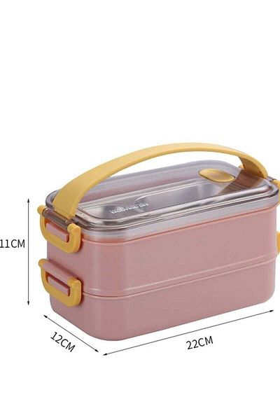 COOYA Portable Thermal Lunch Box with Divider, Large Capacity for Home Office School, Pink