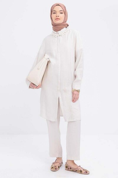ALLDAY Stone-Ribbed Slit Modal Trousers Suit
