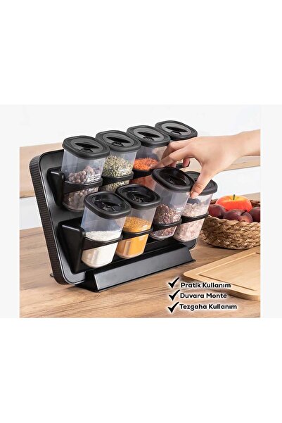 Violet Volet Viole Duvara Monte Döner Kapaklı 8'li Baharatlık