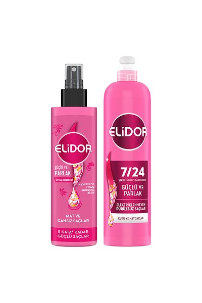 Elidor Liquid Hair Care Cream Strong and Shiny 200 ml X1 + 7/24 Styling Care Cream 240 ml X1