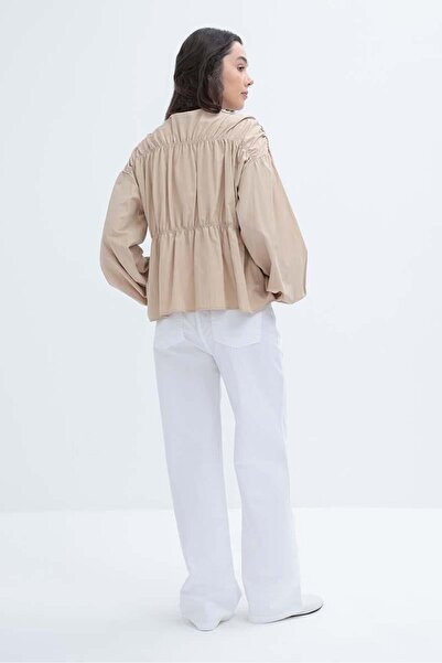 ALLDAY White-Lycra Wide Leg Gabardine Trousers