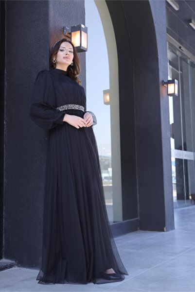 SUBU TASARIM Alya Evening Dress Black Tbsfvm206