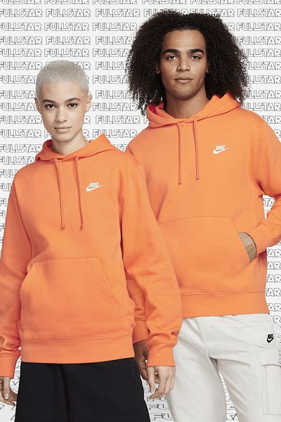 Nike Унисекс суитшърт с качулка Sportswear, оранжев, с повдигната качулка