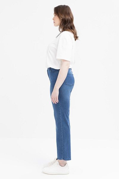 ALLDAY Pantaloni din denim cu picior tubular din lycra albastru deschis-mărime mare