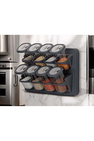 Violet Volet Viole Duvara Monte Döner Kapaklı 8'li Baharatlık