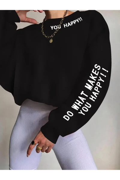PENTHİLUS Women's Casual Inspirational Quote Printed Round Neck Long Sleeve Letter Printed All Seasons Blouse