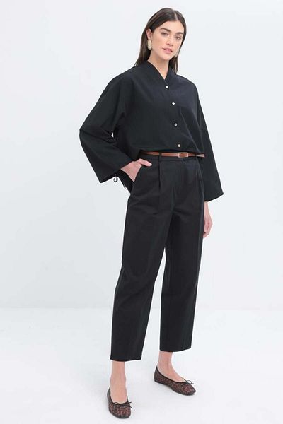 ALLDAY Pantaloni cu picior tub cu centură neagră