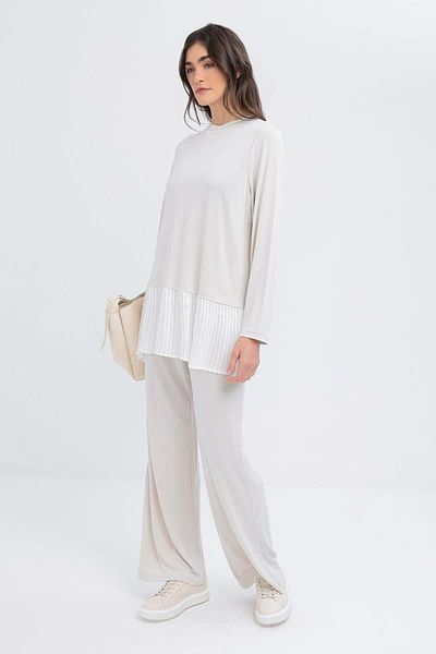 ALLDAY Stone-Pile Garnished Lycra Trousers Suit