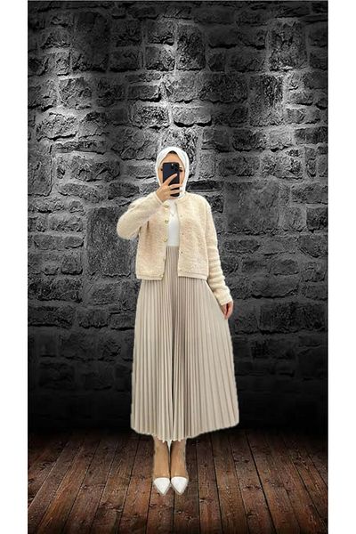 FZ AKAL Women's Waist Elastic Plisse Skirt