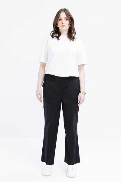 ALLDAY Pantaloni negri cu talie elastică de mărime mare