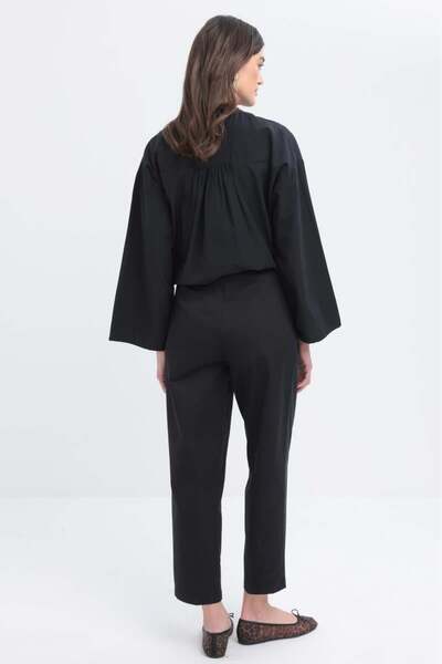 ALLDAY Siyah-kemerli Likralı Boru Paça Pantolon